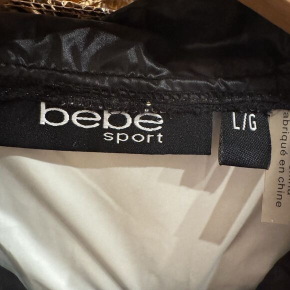 NWT Bebe Sport Womens Gold Hooded Metallic Full Zip Windbreaker Jacket Large - Picture 3 of 16